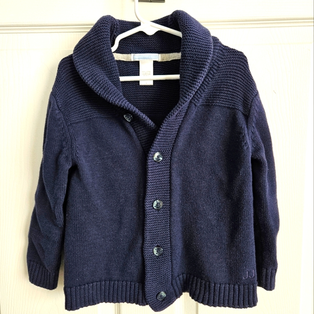 Janie and Jack Boy's Navy Blue Shawl Collar Sweater Cardigan Size 4